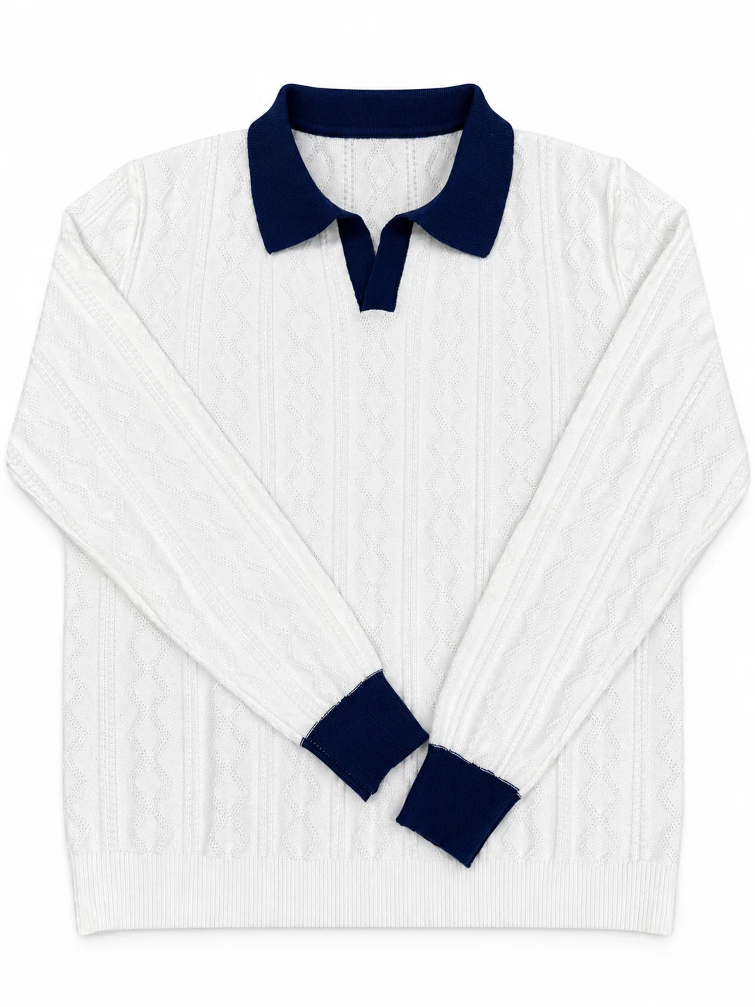 Men's Soft Lapel Sweater - Elastic Knitted V-neck Pullover,