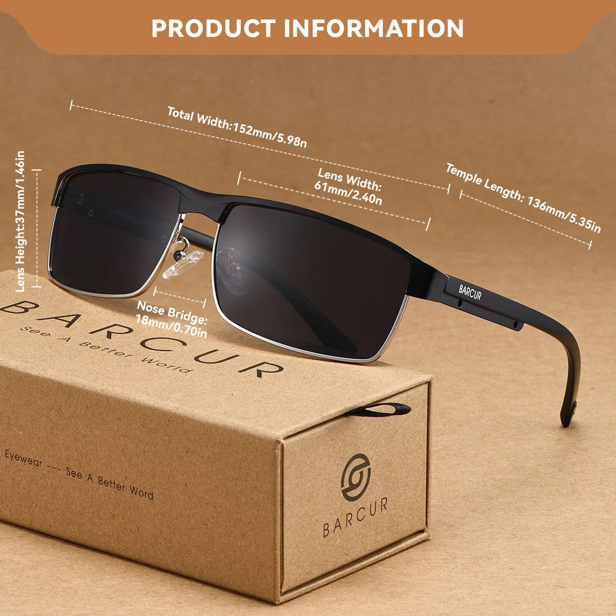 BARCUR Business Style Polarizing sunglasses