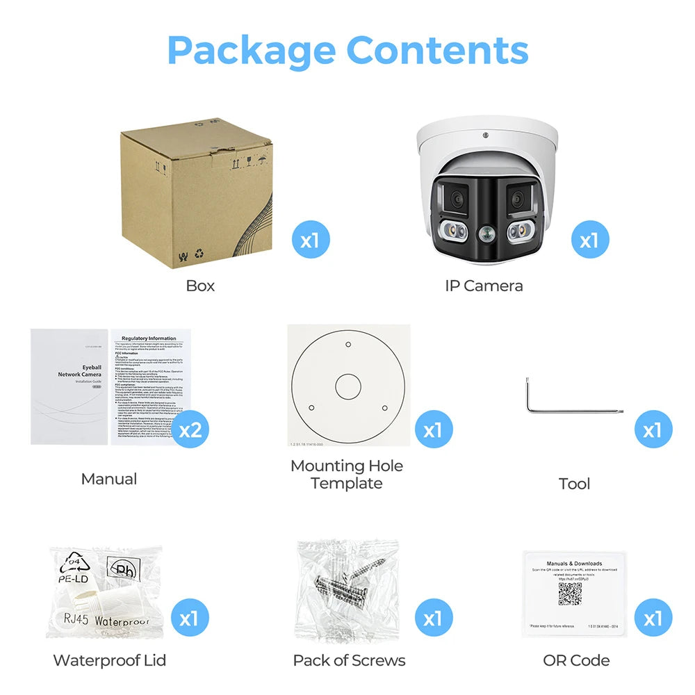 4K 180 Degrees 8MP Panoramic IP Camera Outdoor Dual Lens with Sound Light Alarm Speaker 2.8mm ONVIF Compatible Security Camera
