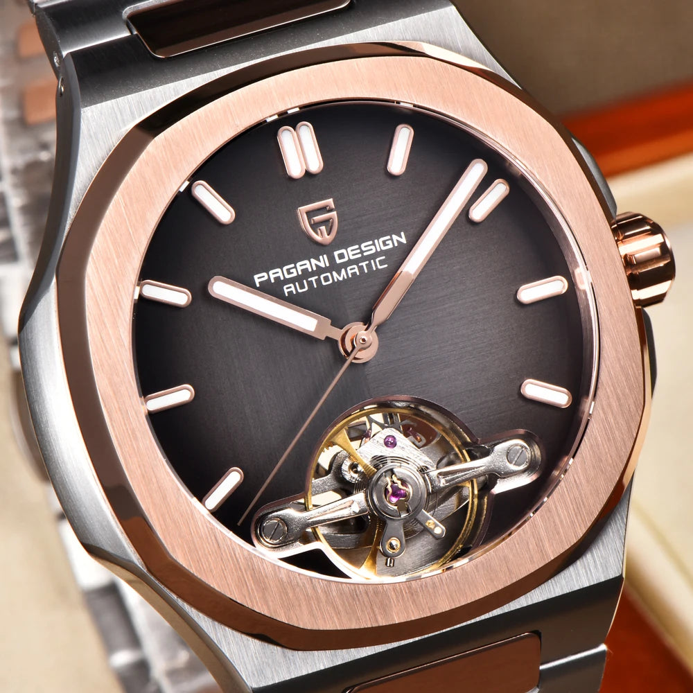 PAGANI DESIGN 2026 Men's Watch Skeleton Luxury Gold Automatic Watch For Men New Stainless Steel Business Mechanical Wristwatch