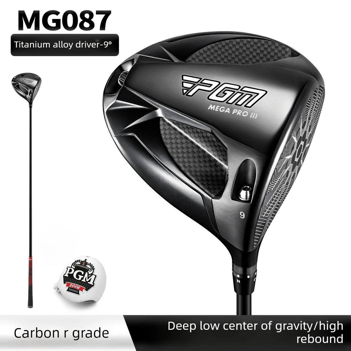 PGM Adjustable Tilt Angle Men's Professional Golf Club Men's Professional Golf Club Carbon Fiber Crown MG087