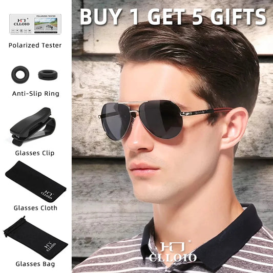 CLLOIO Men Classic Aluminum Polarized Sunglasses