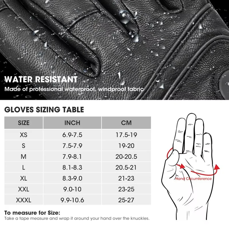 Savior Heat Winter Outdoor Sports Genuine Leather Sheepskin Electric Heating Gloves