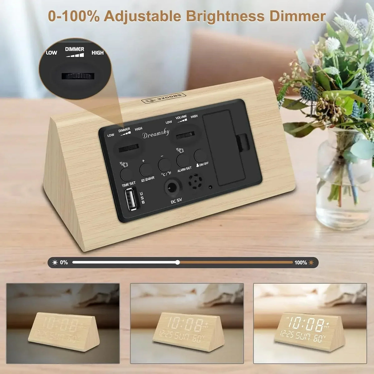 DreamSky Digital Alarm Clock for Bedroom
