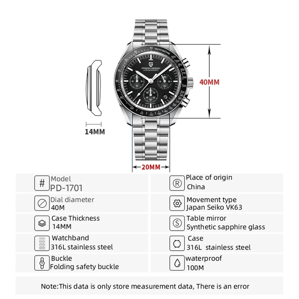 2026 New PAGANI DESIGN Moon V6 Men's Watches Luxury Quartz Watch For Man