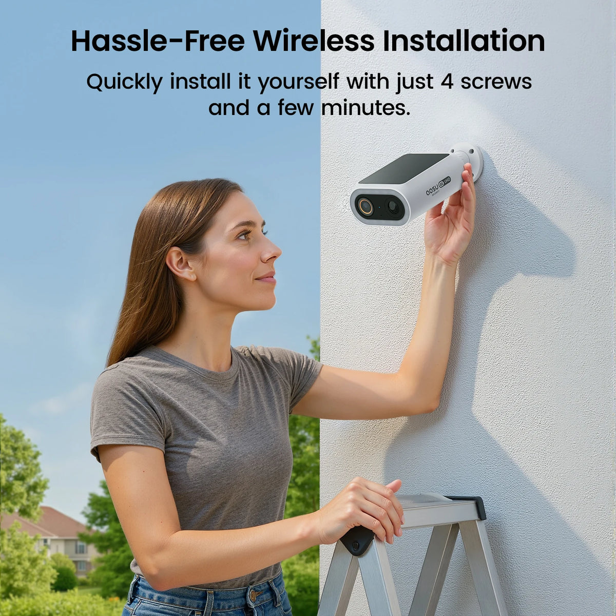 AOSU 4K UHD Solar Camera 2/3/4 pcs Wireless Outdoor 100% Wire-free Security Camera 5000mAh 8MP Wifi Camera AI Detection CCTV Cam