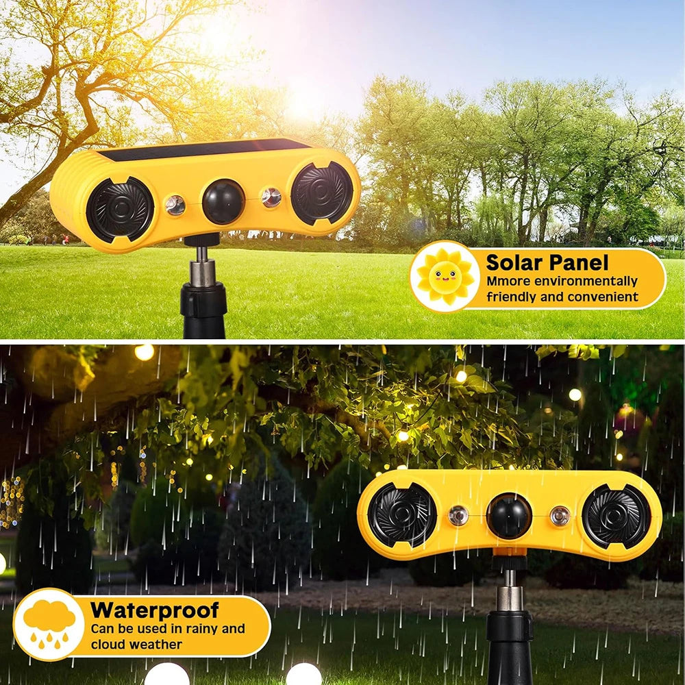 Outdoor Waterproof Solar Motion Alarm Detector, Solar Infrared Detector 130dB 13 Sound Siren Alarm Lights, Security Alarm Sensor