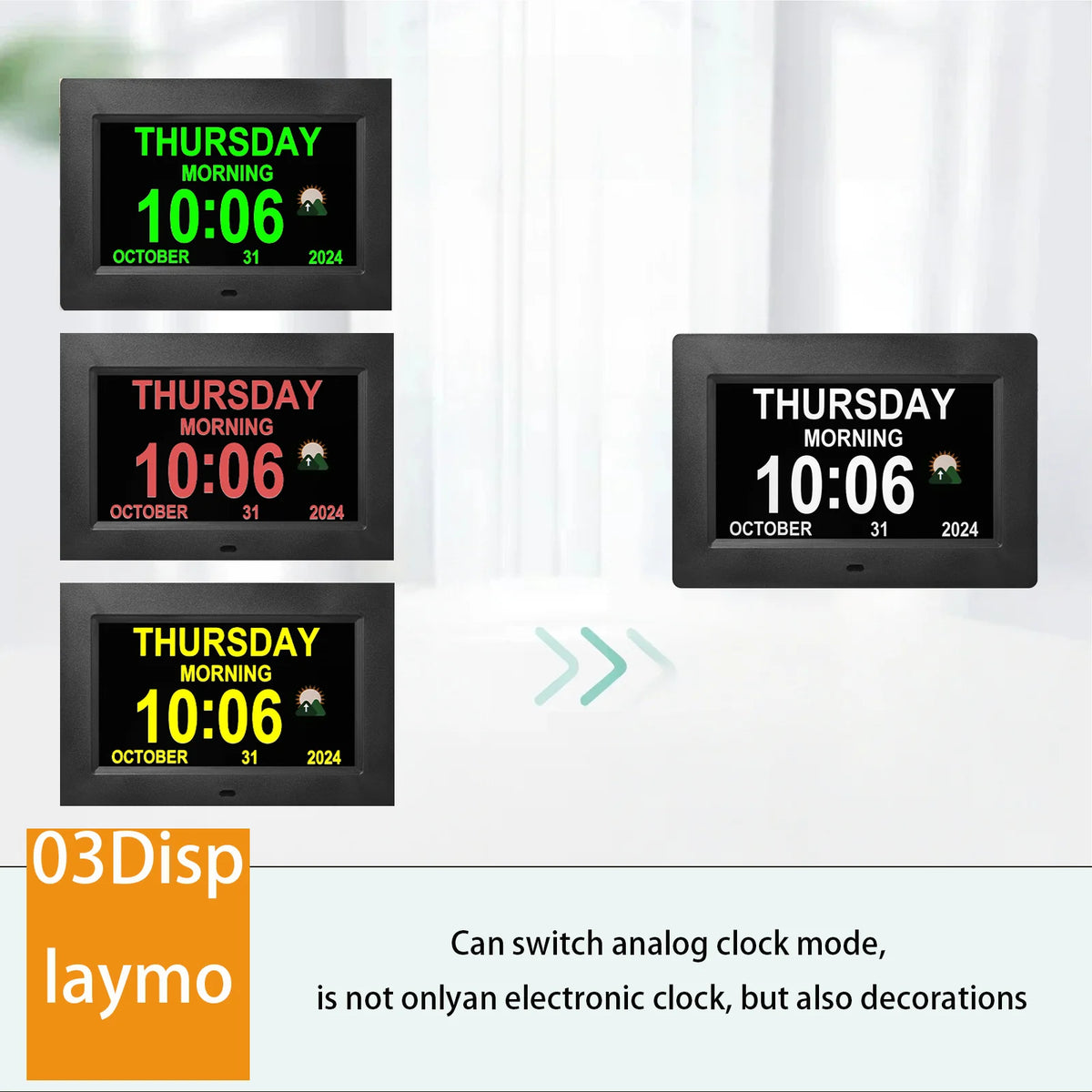 Dementia Clocks for Seniors, Digital Clock with Day and Date | Large Font, Multiple Alarm Clocks, Multiple Interface Displays, Automatic Dimming, Remote Control