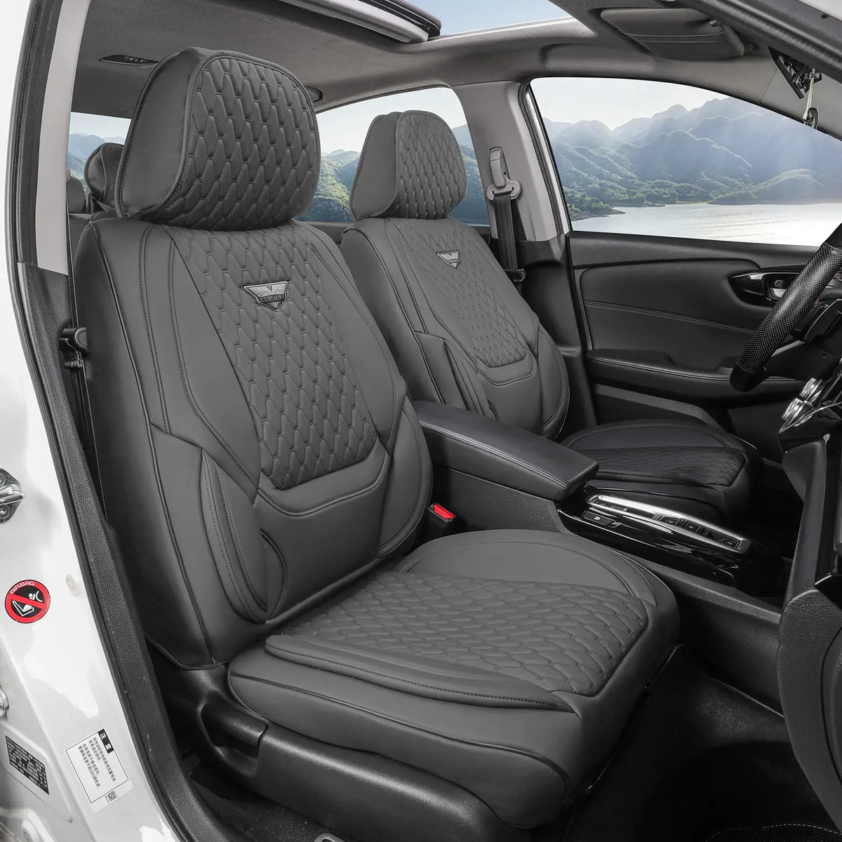 EKR Universal Car Seat Covers Full Set Waterproof Leather Auto Seat Protection All-Season Universal Fit Most Car Sedan SUV