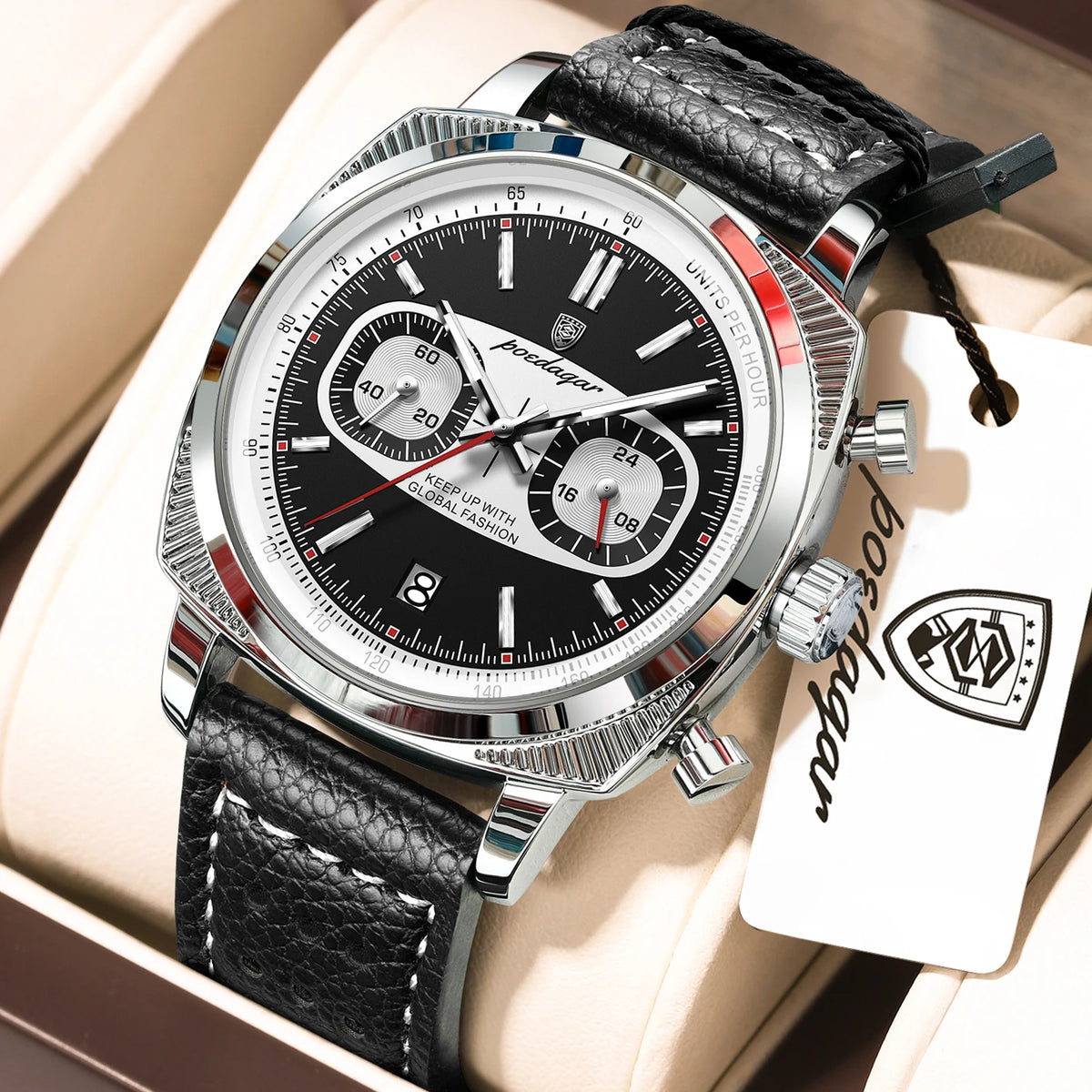 POEDAGAR Fashion Original Men Wristwatch Luminous Waterproof Date Chronograph