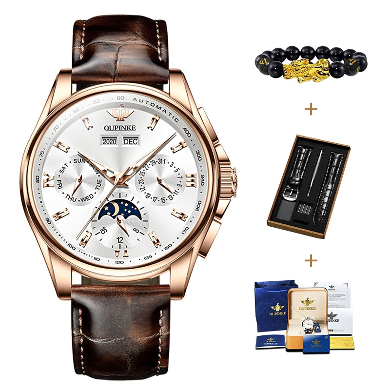 OUPINKE 3189 Men's Watch Top Brand Luxury Moonswatch Automatic Mechanical Watch For Men 50M Waterproof