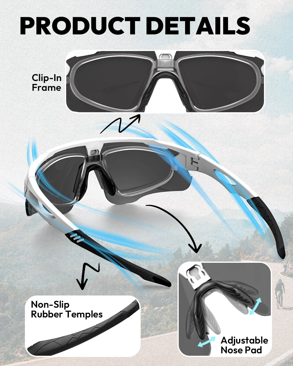 Cycling Polarized Sunglasses for Men Women Adults UV400