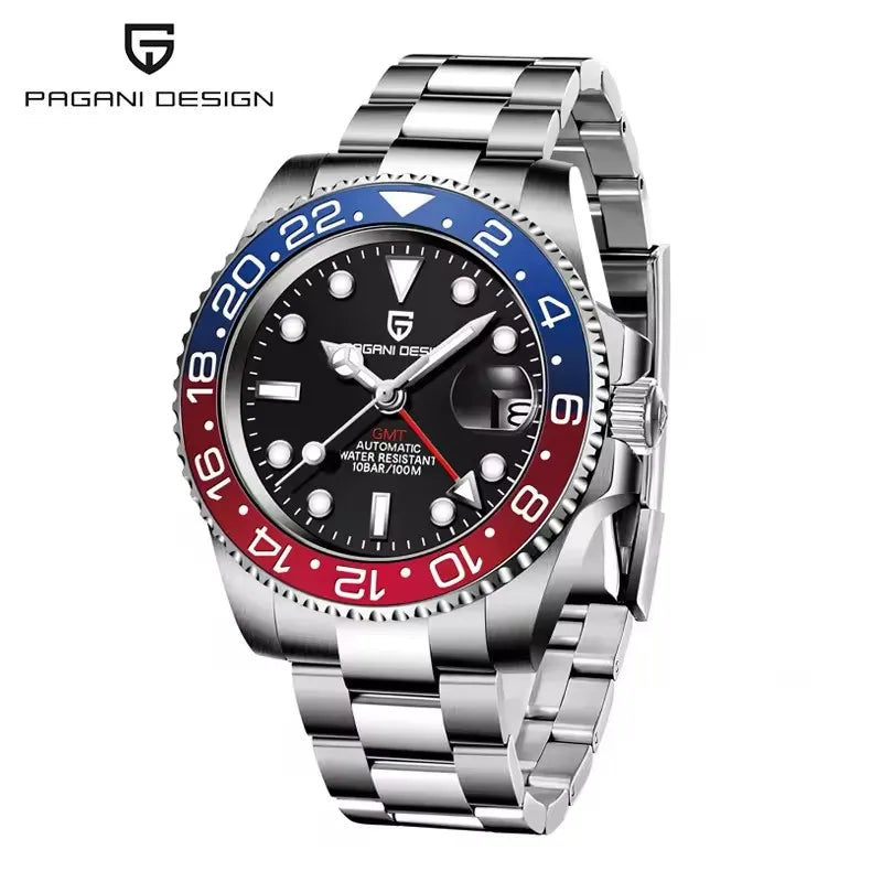PAGANI DESIGN 2026 GMT Watches Dark Dial Men Luxury Sapphire Luminous Automatic Mechanical Watch