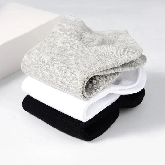 10pairs / Low Black And White Gray Cotton Socks Men's Socks