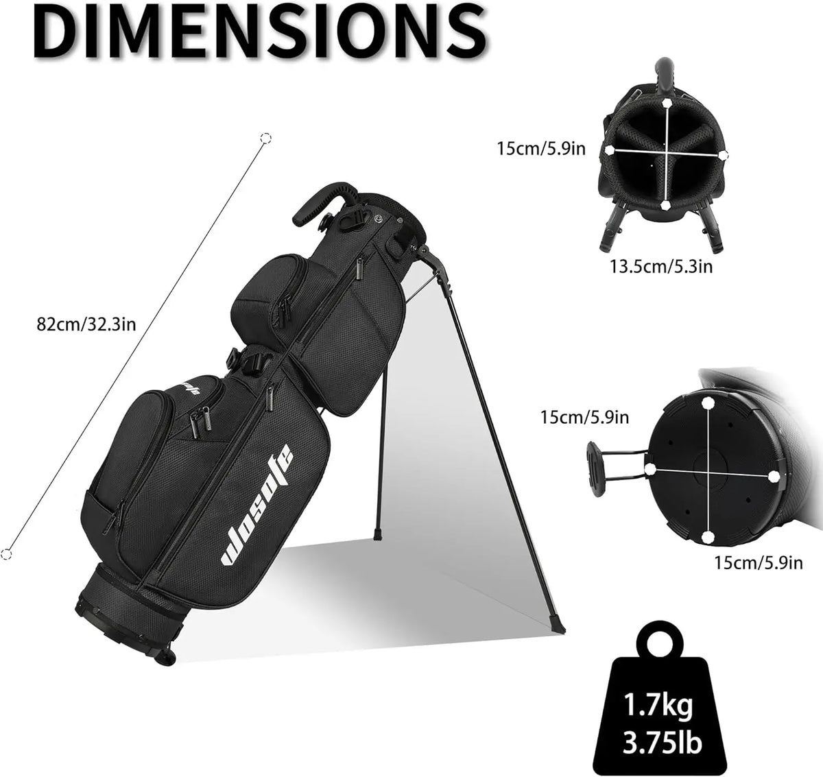 3-Way Dividers, Fits 5-9 Clubs - Small Sunday Lightweight Golf Stand Bag - for Men & Women,