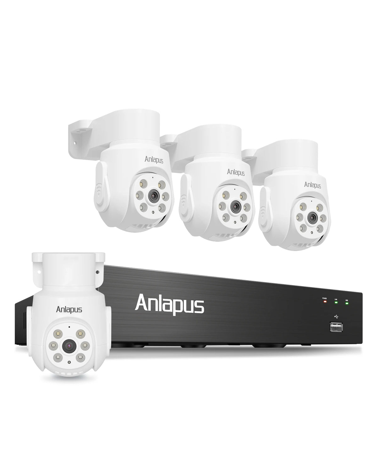 Anlapus 2MP Wired Security Camera System with Audio 8CH 3K Home CCTV DVR 1080P 360°View Pan/Tilt Surveillance Cameras Outdoor Indoor