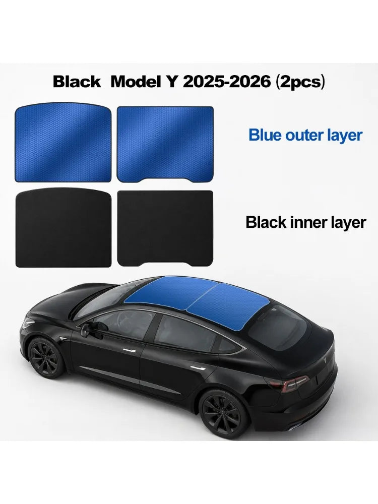 Roof Sunshade for Tesla Model 3/Y 2017-2025 – Panoramic Glass Roof Sun Protection Cover, Interior Sunshade with Storage Bag