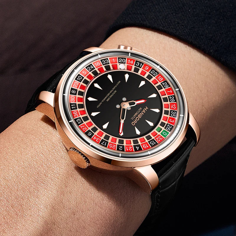 Fully automatic mechanical watch with Casino Roulette Rotating Disk