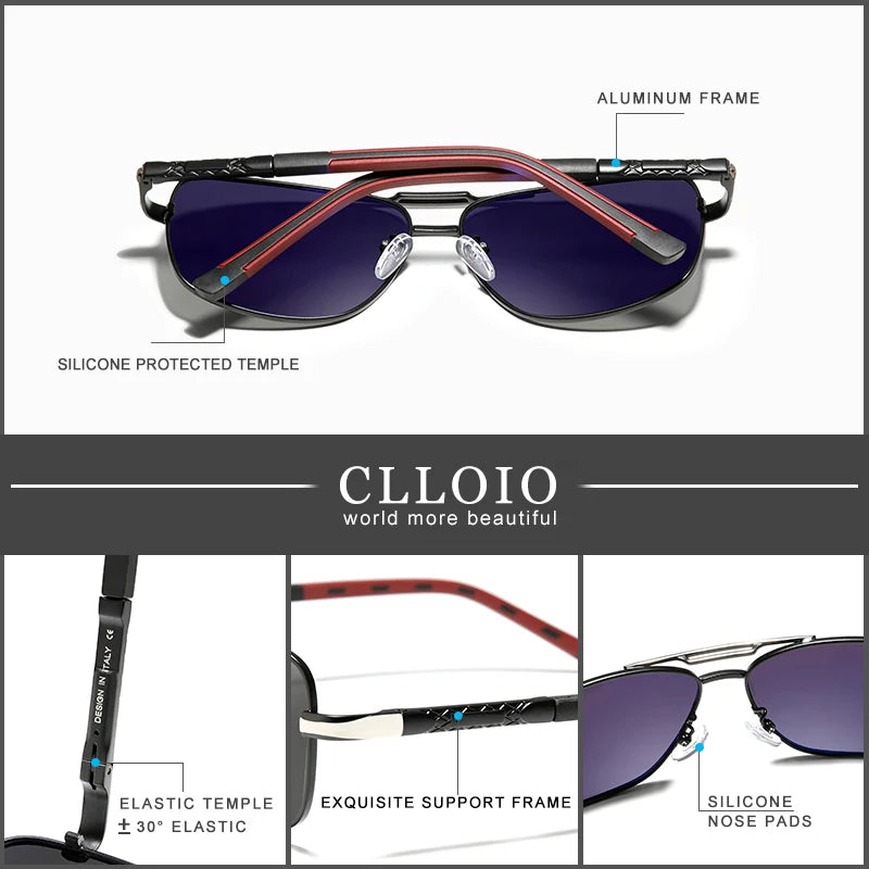 CLLOIO Men Classic Aluminum Polarized Sunglasses