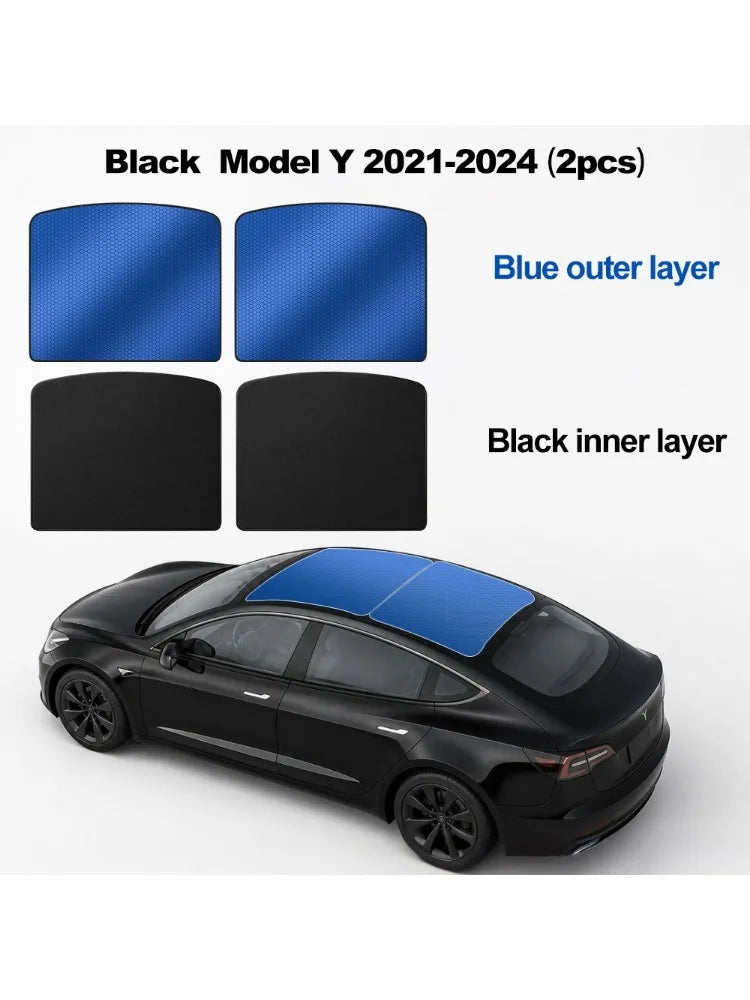 Roof Sunshade for Tesla Model 3/Y 2017-2025 – Panoramic Glass Roof Sun Protection Cover, Interior Sunshade with Storage Bag