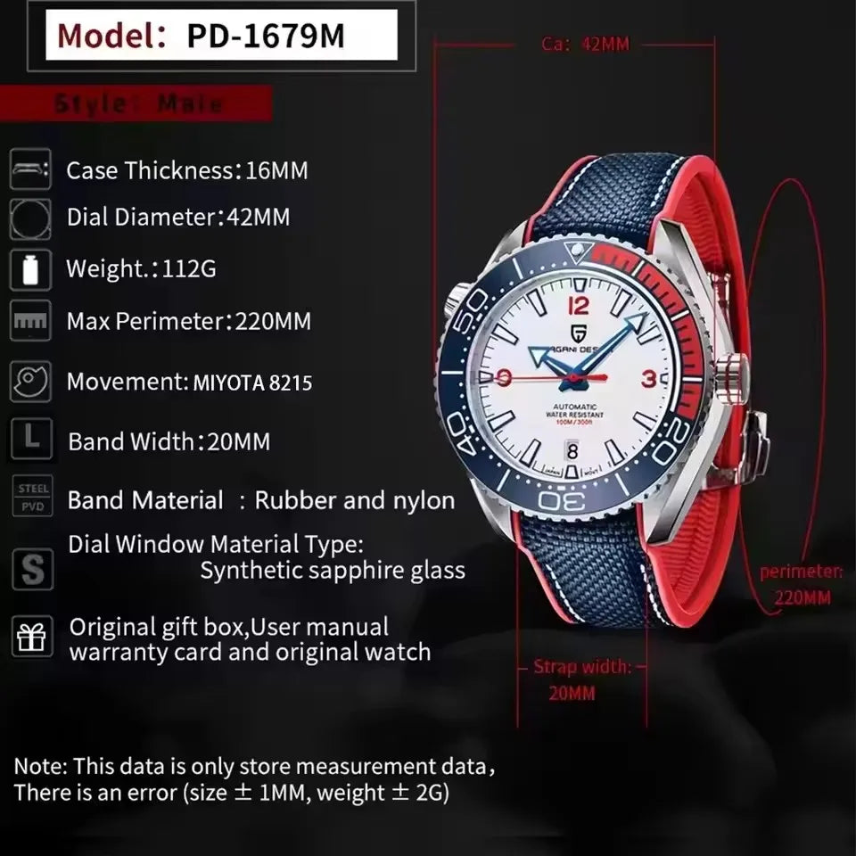 2026 PAGANI DESIGN V2 Pepsi Cola Classic Men Mechanical Watch Sapphire Glass 100M Waterproof Stainless Steel