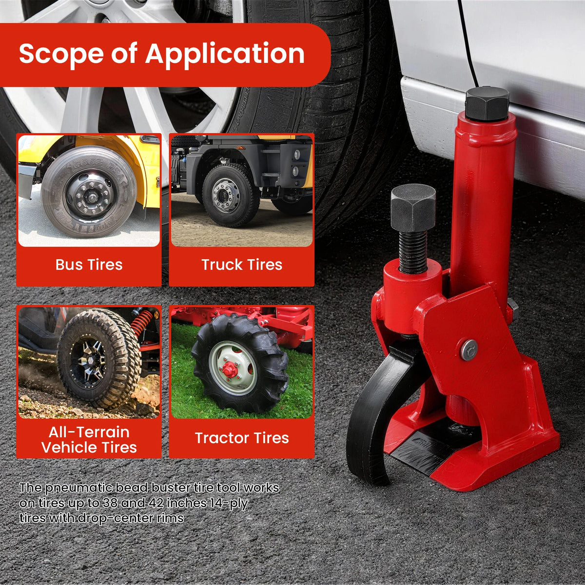 Tire Bead Breaker Tool - Portable Manual Tire Changer | Repair Tool, Heavy-Duty Removal for Trucks, ATVs, UTVs, Cars, Buses for 38 and 42 Inches Tires
