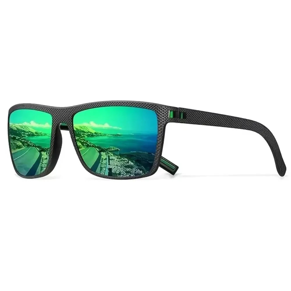10PCS Men's and Women's Textured Square Polarized Sunglasses, Multi-colored Mirror Lenses
