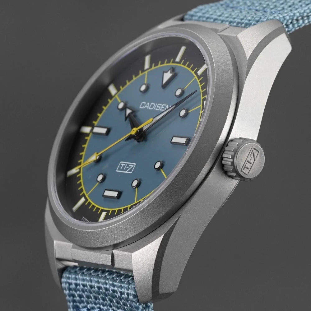 CADISEN TI-7 Autodyne Titanium Automatic Mechanical Watch Man Canvas Wristwatch