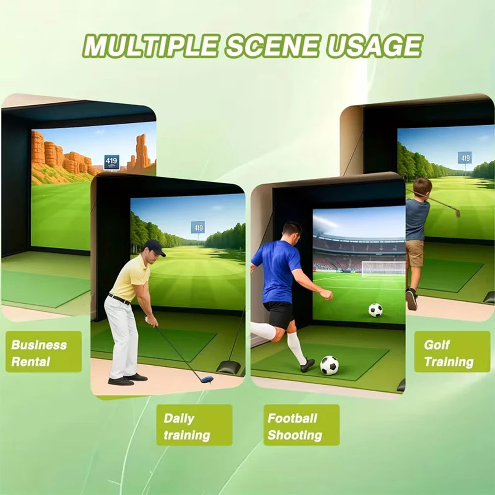 12X8FT Indoor Golf Simulators Enclosure with HD Impact Screen & Durable Frame Golf Practice Simulator Enclosure Net For Home