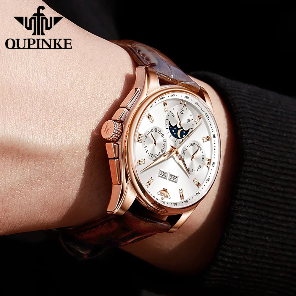 OUPINKE 3189 Men's Watch Top Brand Luxury Moonswatch Automatic Mechanical Watch For Men 50M Waterproof