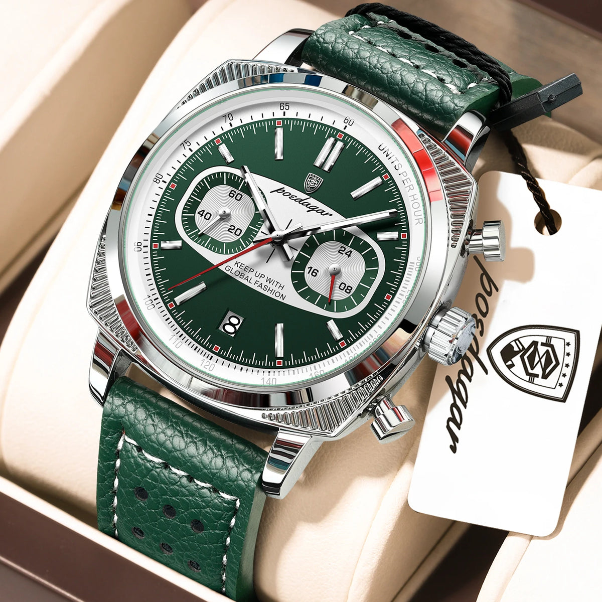 POEDAGAR Fashion Original Men Wristwatch Luminous Waterproof Date Chronograph