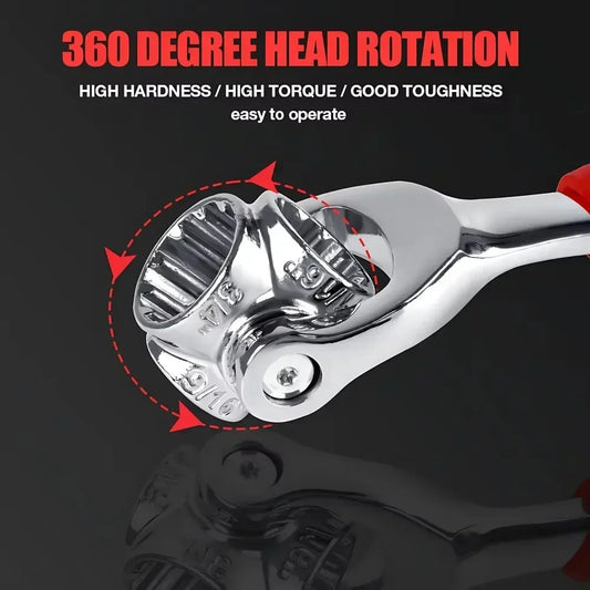 52 in 1 Multi Functional Socket Wrench Set with 360 Degree Rotating Dog Bone Design Universal Spline Wrench 8 to 19mm