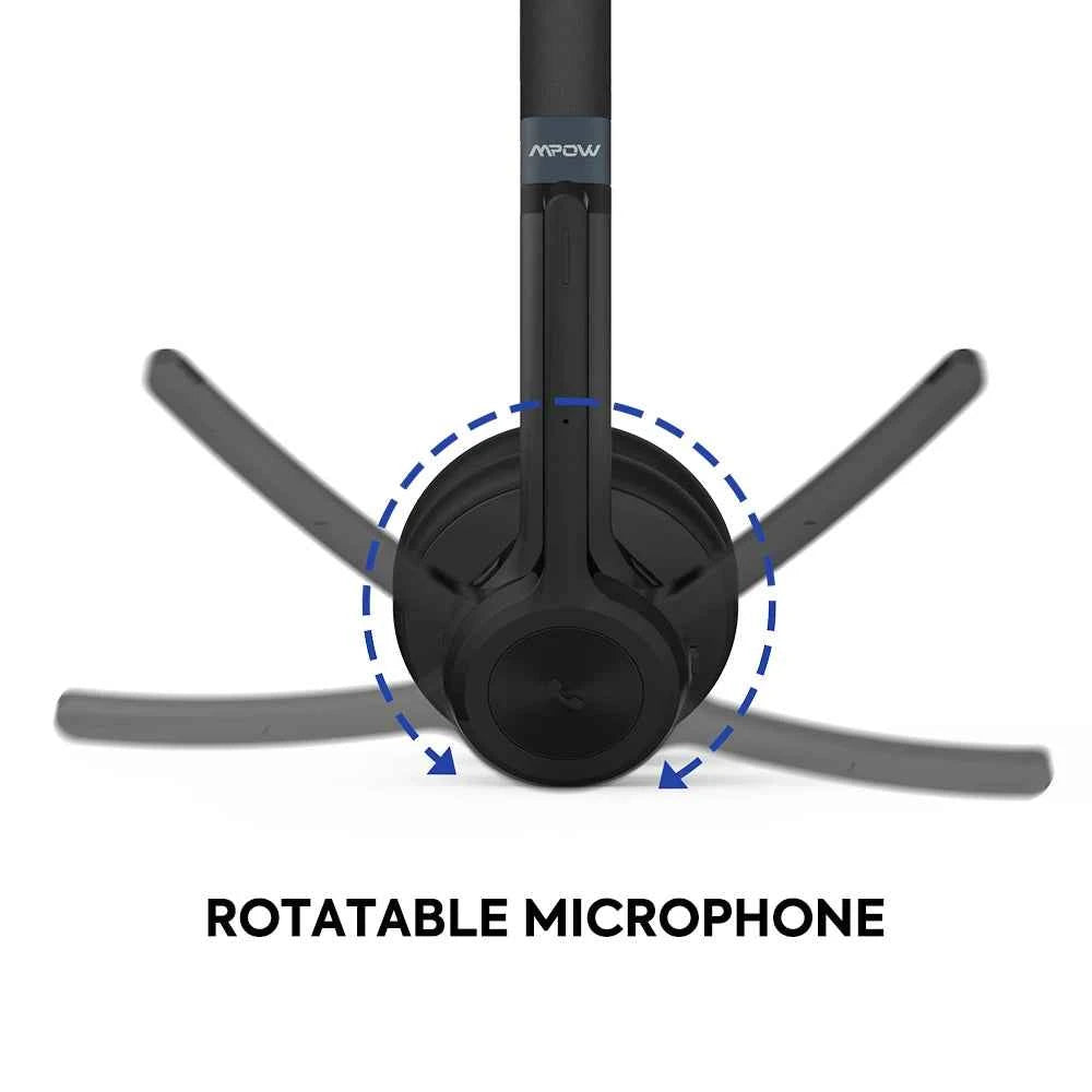 Mpow HC9 Bluetooth 5.3 Headset For Call Center Office Upgraded Wireless Headphones Noise Cancelling Mic