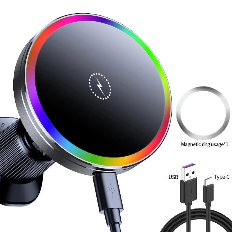 Fan Cooling Car Magnetic Bracket Wireless Charger QI1 Wireless Fast Charging Suitable for iPhone 12-17 Series Car Vent Installation Car Phone Holder