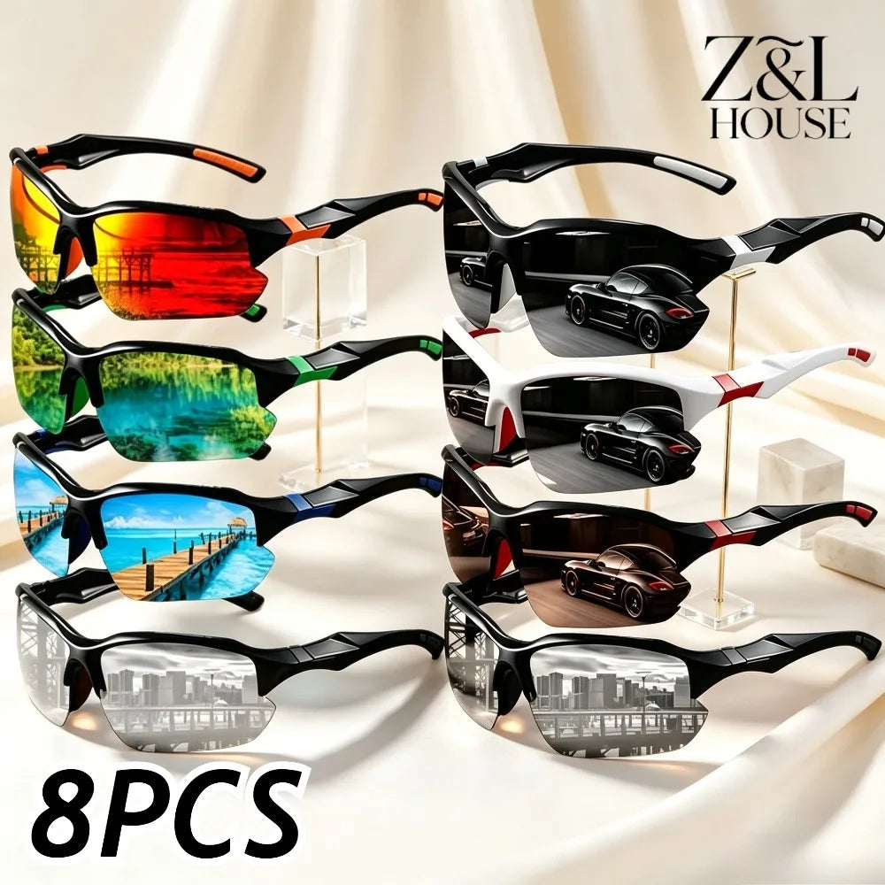 8 Pairs of Male and Female Polarized Sports Sunglasses