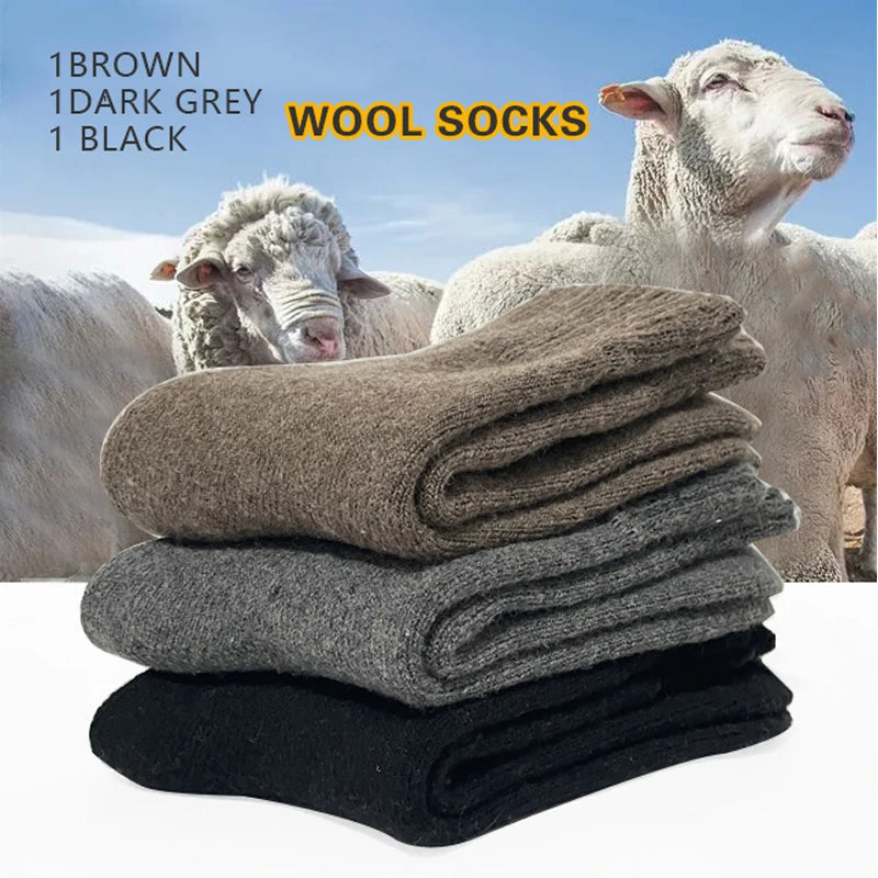 3pairs Merino Rabbit Socks Against Cold Snow Winter Warm Male Sox