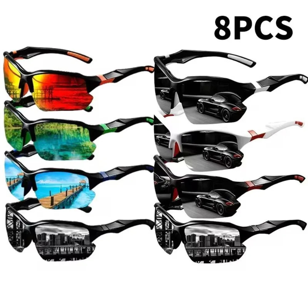 8 Pairs of Male and Female Polarized Sports Sunglasses