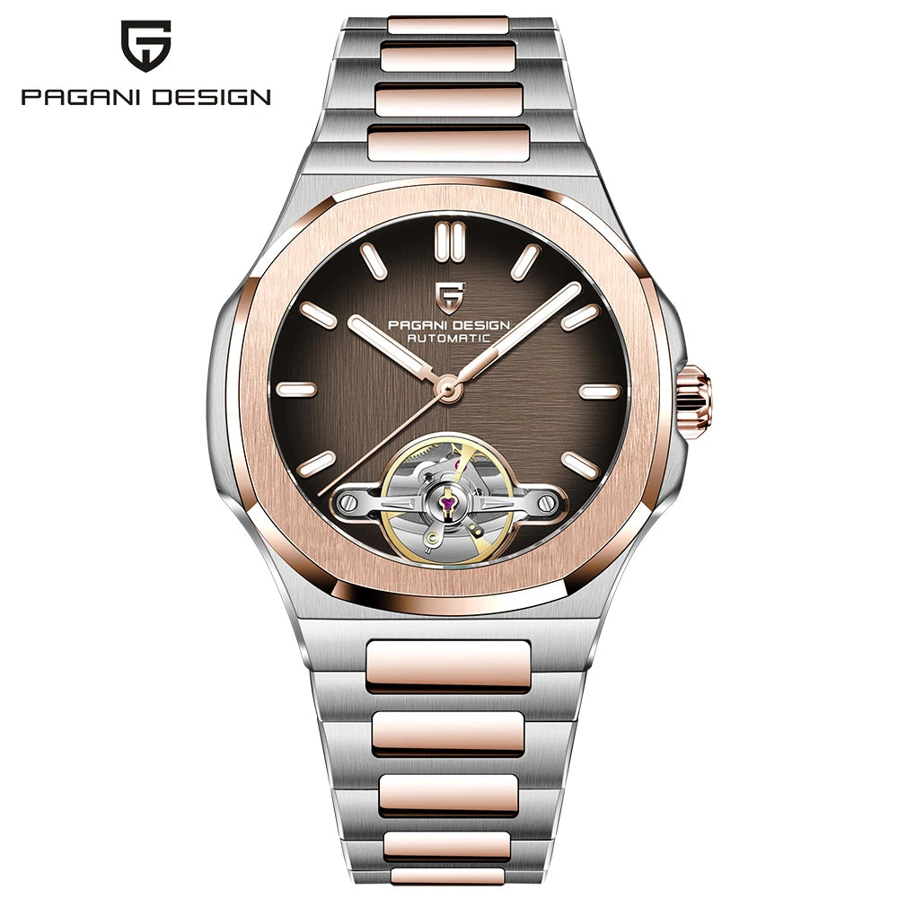 PAGANI DESIGN 2026 Men's Watch Skeleton Luxury Gold Automatic Watch For Men New Stainless Steel Business Mechanical Wristwatch