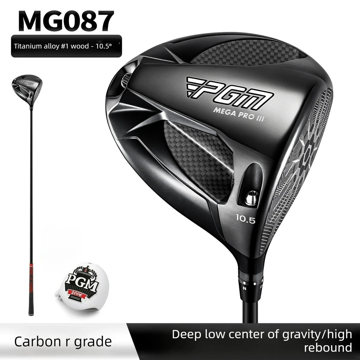 PGM Adjustable Tilt Angle Men's Professional Golf Club Men's Professional Golf Club Carbon Fiber Crown MG087