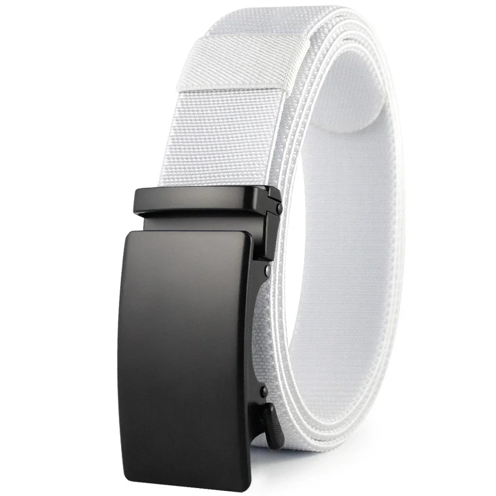 New Golf Sports Elastic Belt Tactical Belt Metal Automatic Buckle Tough Stretch Nylon Men Military Belt 115-150CM Big Size Belts