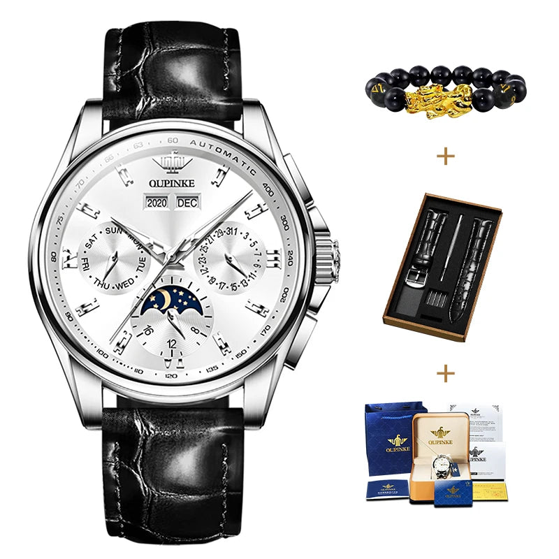 OUPINKE 3189 Men's Watch Top Brand Luxury Moonswatch Automatic Mechanical Watch For Men 50M Waterproof