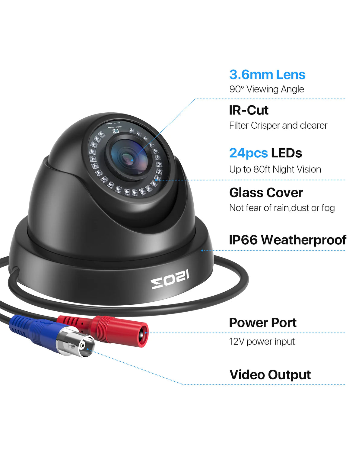 ZOSI 1080P HD TVI Security Cameras Indoor Outdoor with 80ft IR Night Vision Motion Detection 2MP CCTV Surveillance Dome Cameras Kit