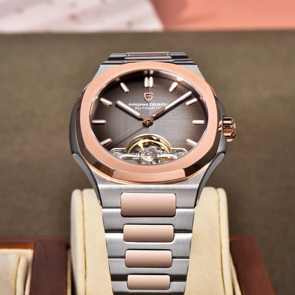 PAGANI DESIGN 2026 Men's Watch Skeleton Luxury Gold Automatic Watch For Men New Stainless Steel Business Mechanical Wristwatch