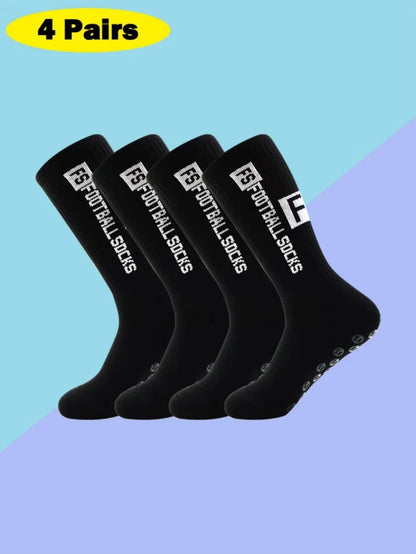 4 Pairs Professional Grip Socks High-Performance Silicone Dots Non-Slip Athletic Crew Socks