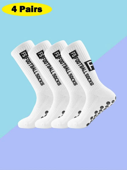 4 Pairs Professional Grip Socks High-Performance Silicone Dots Non-Slip Athletic Crew Socks