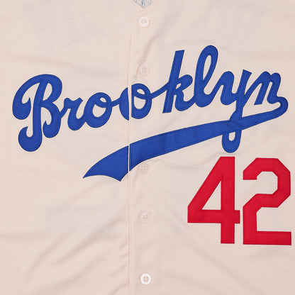Men's Blue White Beige Letter Embroidery Baseball Shirt，#42 Jackie Robinson Legend Baseball Jersey, Fan Gift