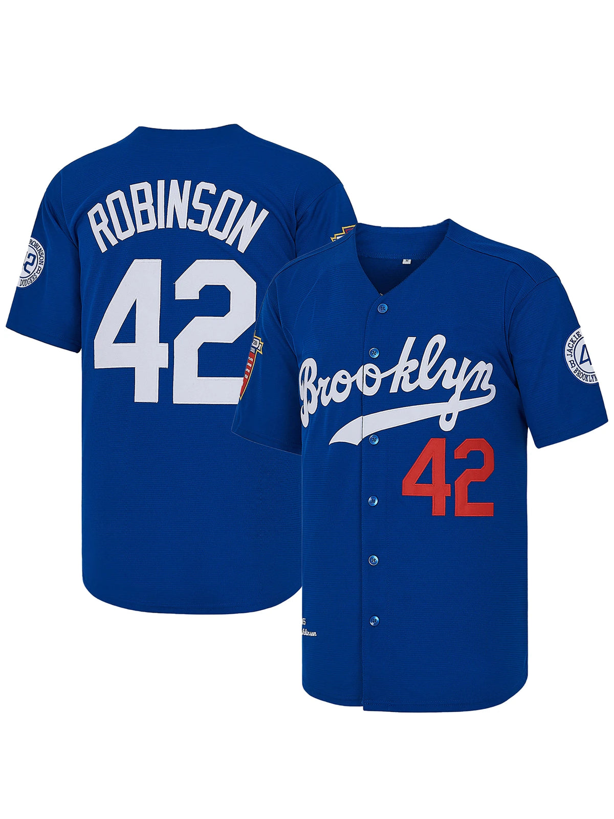 Men's Blue White Beige Letter Embroidery Baseball Shirt，#42 Jackie Robinson Legend Baseball Jersey, Fan Gift