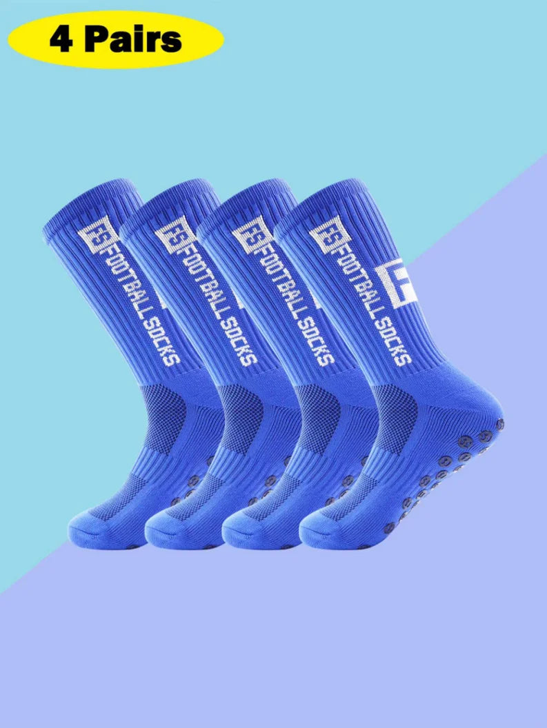 4 Pairs Professional Grip Socks High-Performance Silicone Dots Non-Slip Athletic Crew Socks
