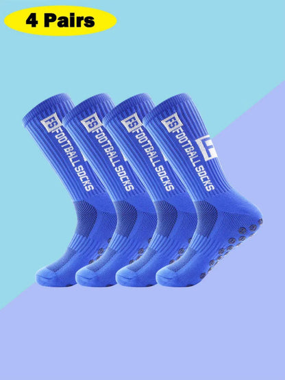 4 Pairs Professional Grip Socks High-Performance Silicone Dots Non-Slip Athletic Crew Socks