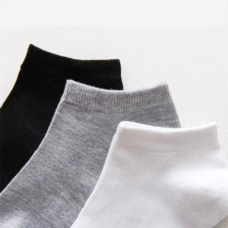 10pairs / Low Black And White Gray Cotton Socks Men's Socks